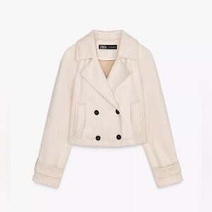 ZARA SHORT FAUX SUEDE TRENCH COAT
Color: Ecru 
Size: XS
Size: XL